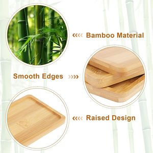 แพ็ค 6 ชิ้น ถาดไม้ไผ่ ถาดสี่เหลี่ยม ขนาดเล็ก ที่รองแก้วไม้ไผ่ ถาดไม้ ถาดไม้ไผ่สำหรับกาแฟ ชา เค้ก โมเสก DIY - Product Image 3