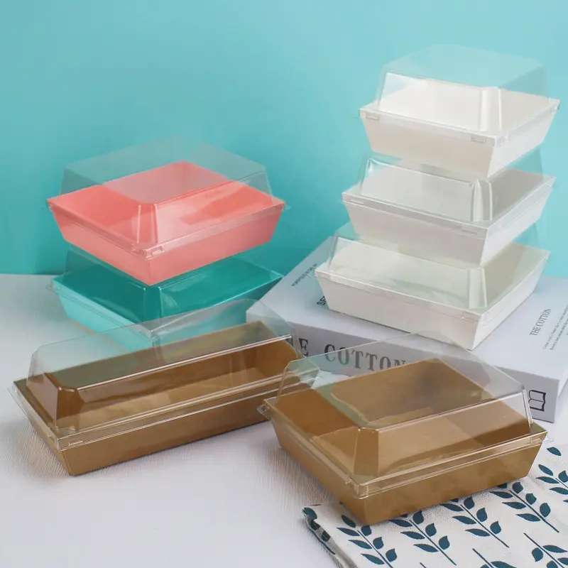 Wholesale Disposable Transparent Egg Tart Fruit Cream Cake Box Sushi Tray Box
