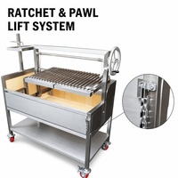 Système de levage à cliquet et à griffes pour charbon de bois de 53 pouces, en acier inoxydable, avec briques réfractaires, pour barbecue Asado / Santa Maria / Argentin GK1340CL