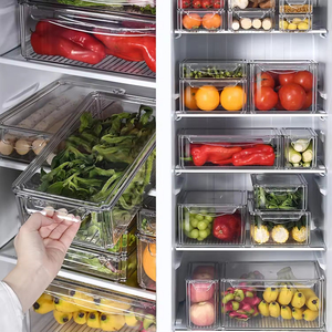 BPA-Free Glass Clear Produce Fruit Food <b>Storage</b> <b>Containers</b> with Detachable Design Modern Nordic Style Fridge Organizer - Product Image 4