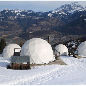 Tamaño personalizado lujo iglú exterior impermeable Oxford ropa Material cúpula tienda de campaña con baño y dormitorio - Product Image 3