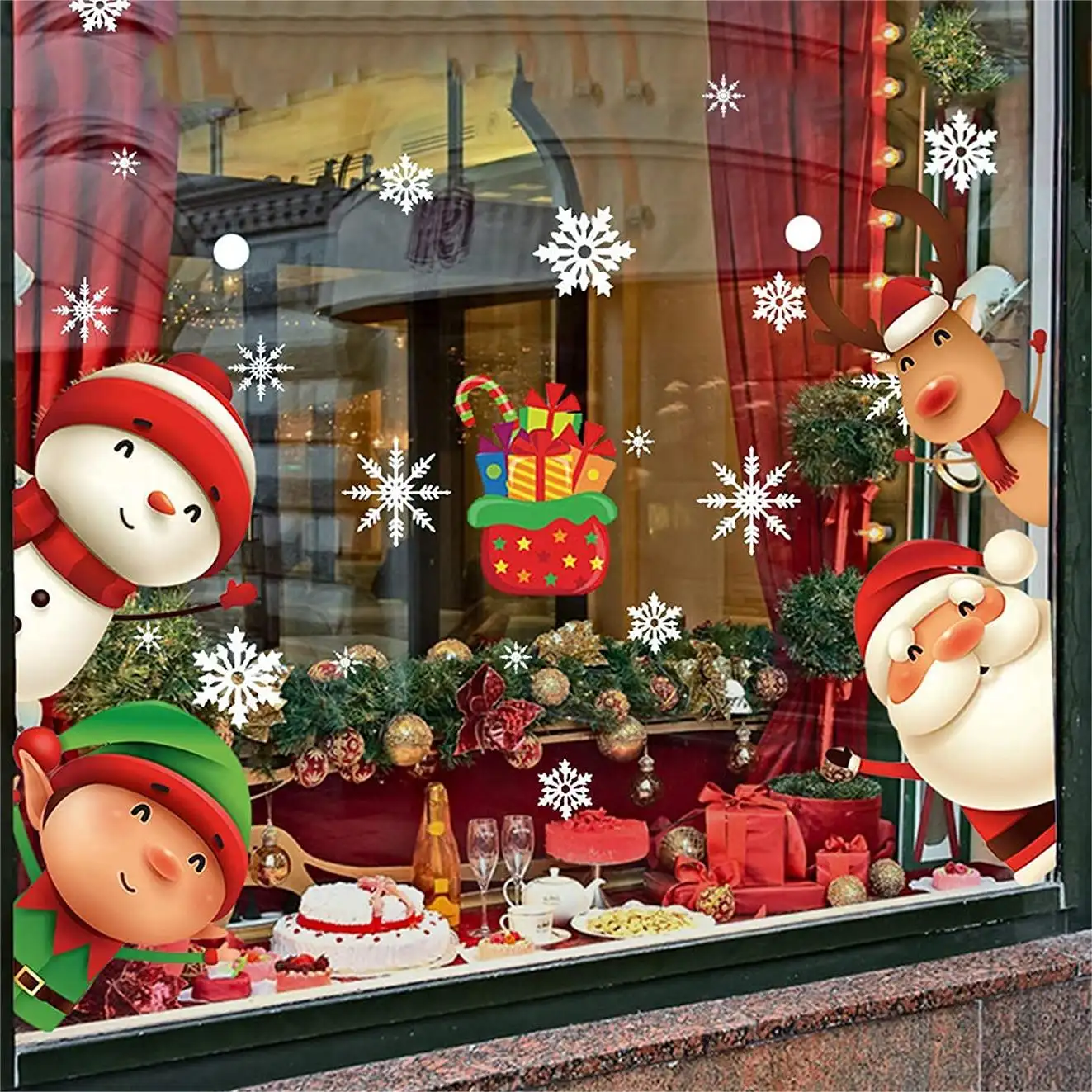 Weihnachten Schneeflocke Fenster haftet Glas Aufkleber Weihnachten Abziehbilder Dekorationen Urlaub Schneeflocke Weihnachts mann Rentier Abziehbilder für Party