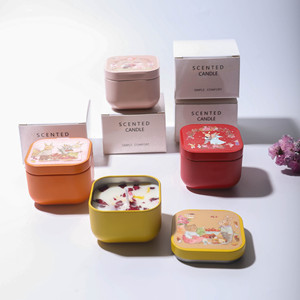 Bougie parfumée en cire de soja dans un pot en métal, motif lapin en sucre coloré, aromathérapie, cadeau de Noël et de Thanksgiving haut de gamme, vente en gros - Product Image 1