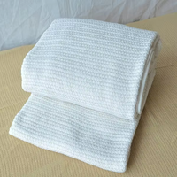 Couverture légère en coton 100% tissé, blanche, unie, respirante, pour la maison, l'hôtel, les voyages