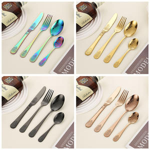 Ensemble de couverts en acier inoxydable doré pour mariages et événements, ensemble de couverts en or et en argent, Cubiertos - Product Image 5