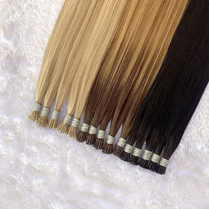 Vente en gros d'extensions de <span class=keywords><strong>cheveux</strong></span> humains russes de haute qualité blond glacé Balayage plein I pointe teint vierge brut Super doublement dessiné - Product Image 2