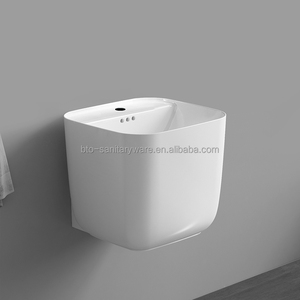 Lavabo a parete con centro bocca del rubinetto avanzato rispetto al corpo, due linee sul disegno, per progetti alberghieri - Product Image 4