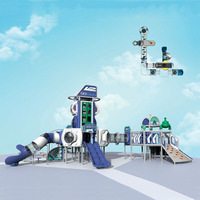 Parque Infantil Futurista Personalizado con Cápsulas Espaciales de Plástico, Estructura de Escalada con Túnel de Red Multifuncional Vibrante, Educativo para Escuelas
