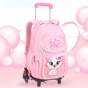 Sac à dos brodé amélioré pour enfants Trolley <span class=keywords><strong>Cartable</strong></span> Femme Étudiante Sac à dos scolaire Sacs 1-3-6e année 6-12 ans Ensemble Sac - Product Image 2