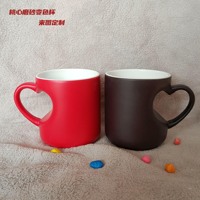 열전달 세라믹 머그컵 하트 모양 커피잔 복숭아 하트 무광 색상 변화 발렌타인데이 모던 미니멀리즘
