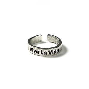Anillos chapados en plata antiguos ajustables con apertura Retro, grabado de palabras inspiradoras, anillos Viva <span class=keywords><strong>La</strong></span> Vida <span class=keywords><strong>La</strong></span> <span class=keywords><strong>Liberte</strong></span>, regalos para mujeres - Product Image 6