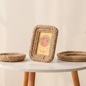 Marco Redondo de Cuerda de Cáñamo para Colgar en la Pared, Estilo Moderno y Minimalista, de 6 Pulgadas, para Fotos de Mesa de Escritorio Familiar - Product Image 3