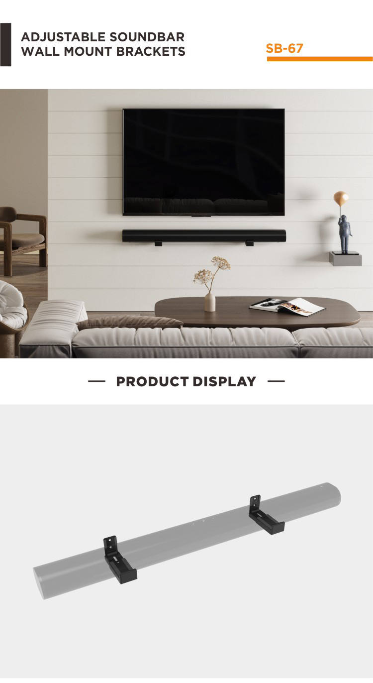 Brateck SB67 Universal Adjustable SoundBar Wall Mount Brackets