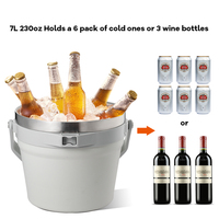 Seau à glace isotherme 7L avec couvercle et pelle pour cocktails, champagne, vin, bière – Acier inoxydable pour grandes réceptions
