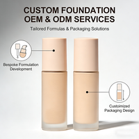 Fond de teint liquide vegan longue tenue, waterproof, anti-imperfections, éclaircissant, régulateur de sébum et minimiseur de pores, marque privée