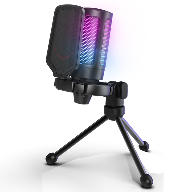 For A6V Professional Condenser Gaming Microphone RGB Lighting USB Type-C Noise Cancelling Lightweight Portable for Gaming