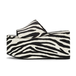 Super Thick Platform Causal Zebra <b>Shoes</b> Women's Outdoor Slides High Wedge Heels Modern Leopard Sandals Solid Color Summer - Product Image 6