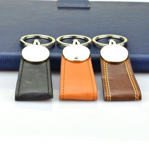 OEM奢华牛皮真皮登山扣钥匙扣定制雕刻复古空白钥匙扣高级促销产品 - Product Image 4