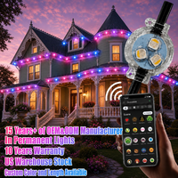 Guirlandes lumineuses de Noël extérieures IP68 RGBICWW de 200, 400 et 500 pieds, à points lumineux permanents, contrôlables par application intelligente, pour corniches de 30 mm
