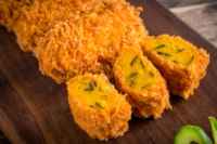 Croquette de citrouille japonaise frite surgelée, sucrée, durée de conservation de 24 mois, pour enfants, restaurant, OEM, emballée sous vide, collation croustillante
