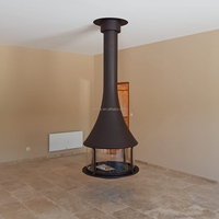 PANSEE Muriel 900mm – Cheminée suspendue moderne autoportante à bois, chauffage décoratif pour salon en acier allié au carbone