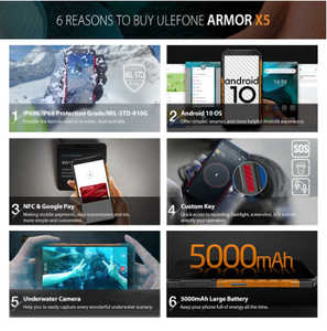 Smartphone robuste et étanche <span class=keywords><strong>Ulefone</strong></span> <span class=keywords><strong>Armor</strong></span> <span class=keywords><strong>X5</strong></span>, Android 10, IP68, MT6762, écran 5,5 pouces, téléphone <span class=keywords><strong>portable</strong></span> 3 Go 32 Go, octa-core, NFC, 4G LTE - Product Image 5