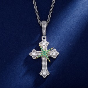 Altın Gümüş Pirinç Erkek Kolye Ankh Haç Horus'un Gözü Kolye Ucu Kübik Zirkon Taşlı Ağır Halat Zinciri Hip Hop Takı - Product Image 2