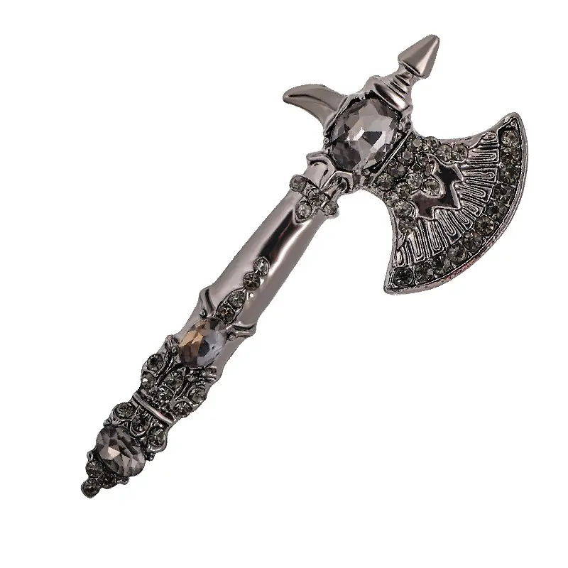 2022 Best Seller Color Lucky Retro Axe Shape Crystal Brooches Men Decoration Diamond Brooch Pin