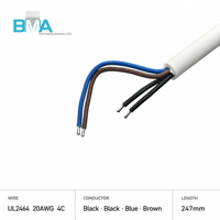 Câble assemblé ODM OEM avec boîtier femelle 4 broches pas de 3,25 mm vers extrémité dénudée, câble UL2464 20AWG 170 mm en PVC blanc