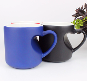 Tasse à café en céramique à sublimation avec poignée en forme de cœur, motif étoile scintillante, réactive à la chaleur, changeant de couleur, personnalisable avec photo, vente en gros - Product Image 2