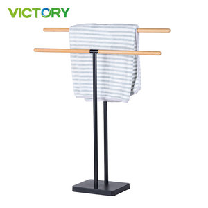 Portasciugamani mobile pieghevole da terra in ferro nero - Product Image 2