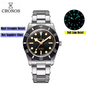 Cronos Nouvelles Montres de Luxe pour Hommes 37mm Diver BB54 Vintage Automatique Lunette en Aluminium Mat Maillons de Bracelet Femme Saphir 20 Bar L6033 M - Product Image 6