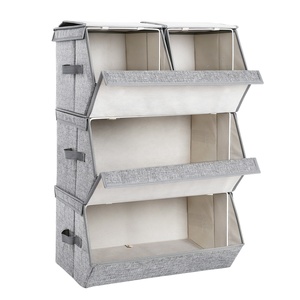 Boîtes de <span class=keywords><strong>rangement</strong></span> pliables rectangulaires avec couvercles, en tissu non tissé écologique, pour vêtements et jouets, empilables, multifonctionnelles, modernes - Product Image 1