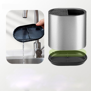 Stainless Steel Small Soap and Sponge Holder Sink Organizer Caddy Quick Dry Countertop <strong>Tidy</strong> Utensil Holder <strong>Kitchen</strong> - Product Image 5
