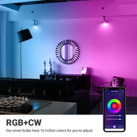 Ampoule LED intelligente Tuya, contrôle par application, compatible avec Alexa et Google Home, changement de couleur RGBCW, WIFI, GU5.3/MR16, DC12V, ampoules LED