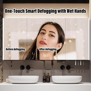 Mueble de Baño Moderno de Lujo en Blanco y Negro, con Doble Cajón, <span class=keywords><strong>Lavabo</strong></span> Integrado y Espejo con Gabinete LED Inteligente - Product Image 3
