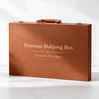 Boîte de Mahjong Bleu Lac Personnalisée, Bois + Cuir PU, Motif/Couleur/Taille Personnalisés, Étui de Transport Premium Multi-Styles, Rangement Durable