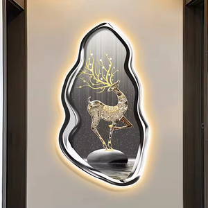 Tableau mural LED moderne de luxe avec motif de renne, <span class=keywords><strong>art</strong></span> mural créatif haut de gamme avec sensation décorative lumineuse et luxueuse - Product Image 2