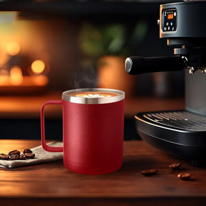 Tazas de café de viaje de acero inoxidable con logotipo personalizado de 12oz 14oz 16oz al por mayor vaso aislado al vacío de doble pared con tapa con asa - Product Image 5