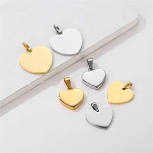 Colgante de Corazón Plano Simple de Acero Inoxidable Grabable y Pulido de Alta Calidad al por Mayor 2020 - Product Image 2