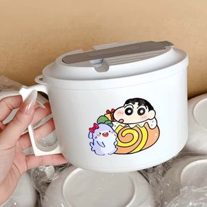 Bol à nouilles instantanées en acier inoxydable avec couvercle, 15-18 cm, design cartoon, compatible micro-ondes, pour étudiants - Product Image 2