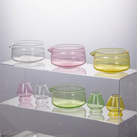Ensemble de thé matcha en verre borosilicate de haute qualité, kit matcha traditionnel japonais, kit de préparation de matcha multicolores pour la cérémonie du thé