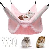 Hamac double couche en polaire pour cage Petit animal Furet House Warm Soft Hamster Guinea Pig Chinchillas Squirrel Rat Hammock