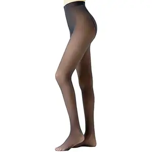 Fleece Lined Tights For Women High Waisted Winter Warm Sheer Thick Tights Thermal Fake Translucent Pantyhose