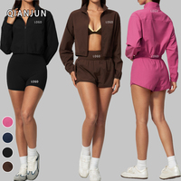 Ensemble de sport grande taille pour femme : veste de yoga respirante à manches longues avec poches et short taille haute – Vente en gros