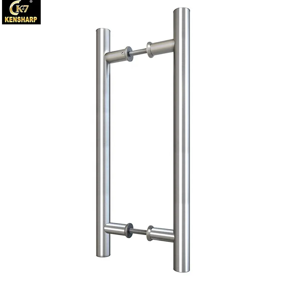 Commercial Round Bar H Shape Stainless Steel 201 304 316 Glass Main Door Pull Handle Hardware 450 600 800mm Office Store Door