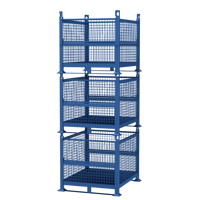 Conteneur en treillis métallique galvanisé robuste, pliable et empilable, cage à palettes en acier pour le stockage en entrepôt