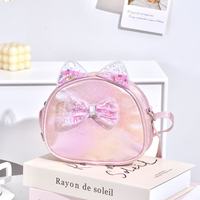 Nouveau Sac à Bandoulière Unique en PU avec Oreilles de Chat Mignonnes pour Filles, Petit Sac Rond avec Doublure en Polyester, Réduction de la Charge, Idéal comme Cadeau