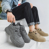 Chaussures de travail montantes pour hommes, style chunky, en PU artificiel, semelle antidérapante à crampons profonds, plateforme tendance, décontractées pour l'extérieur, fabrication OEM