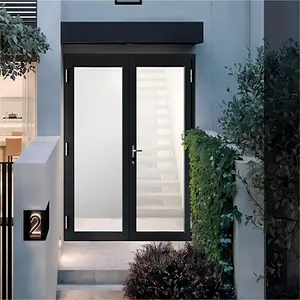 Venta caliente puerta de aluminio decorativa con el último diseño de parrilla puerta de vidrio de aluminio de entrada de diseño moderno barato